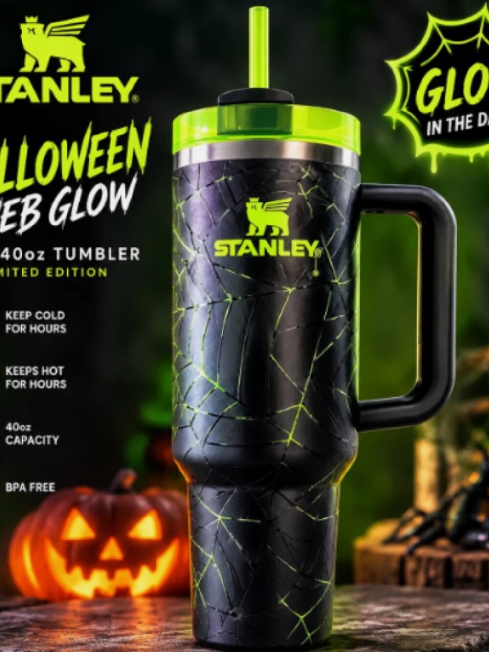 Stanley, Halloween, Web Glow, H2.0, 40oz, Tumbler, Limited Edition